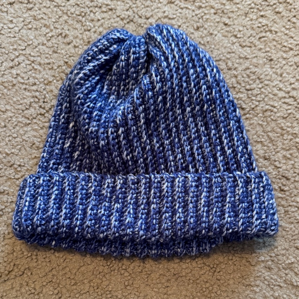Handmade Blue and White Crochet Beanie